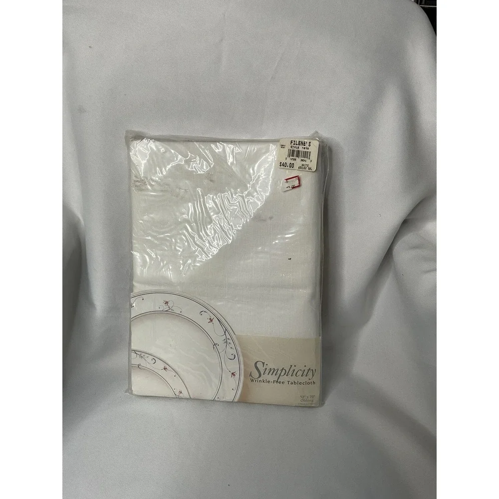 Filene's Tablecloth By Bardwil Off White Oblong 52 X70 Poly Cotton New Old Stock